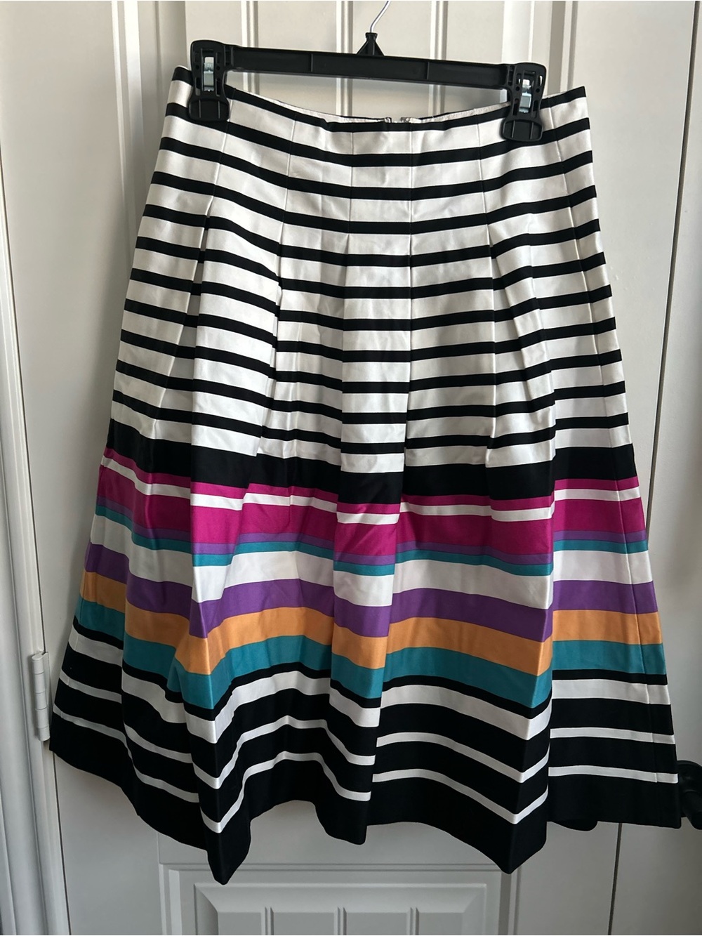 Banana Republic Black & White A-Line Skirt with Colorful Stripes